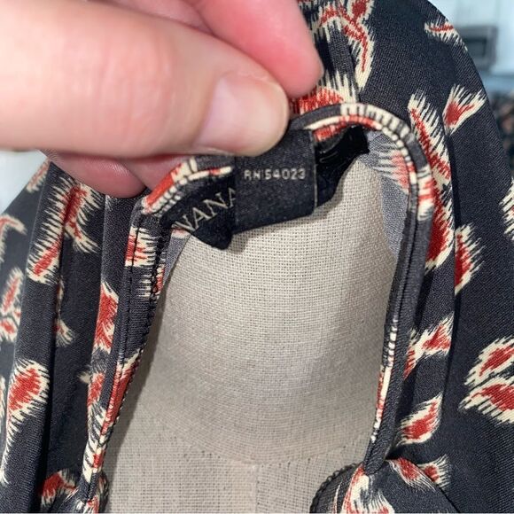 Banana Republic Womens Printed Stretch V-Neck Sleeveless Wrap Dress Black Small - Picture 14 of 14